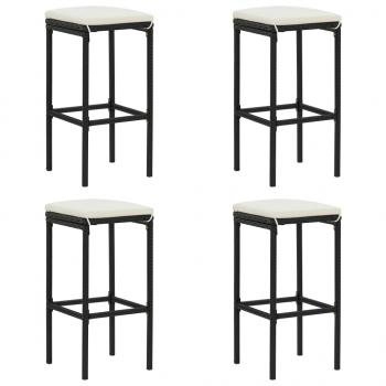 5-tlg. Gartenbar-Set mit Kissen Poly Rattan Schwarz