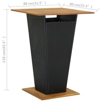 5-tlg. Gartenbar-Set mit Kissen Poly Rattan Schwarz