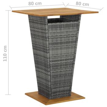 5-tlg. Gartenbar-Set mit Kissen Poly Rattan Grau