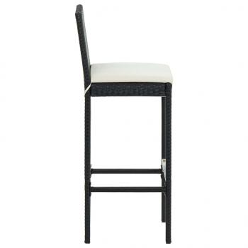 9-tlg. Gartenbar-Set mit Kissen Poly Rattan Schwarz