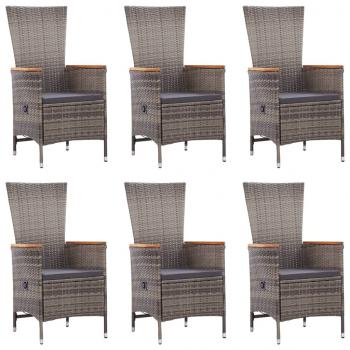 7-tlg. Garten-Essgruppe Poly Rattan Grau
