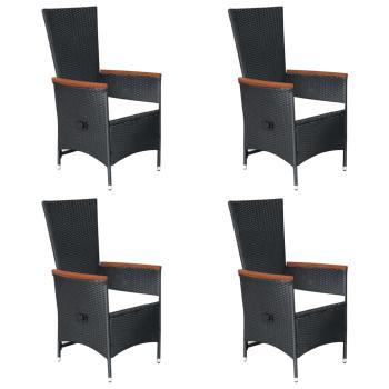 7-tlg. Garten-Essgruppe Poly Rattan Schwarz
