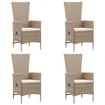 7-tlg. Garten-Essgruppe Poly Rattan Beige