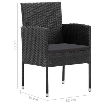7-tlg. Garten-Essgruppe Poly Rattan Schwarz