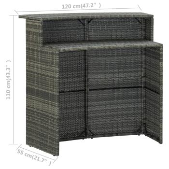 4-tlg. Gartenbar-Set mit Kissen Grau