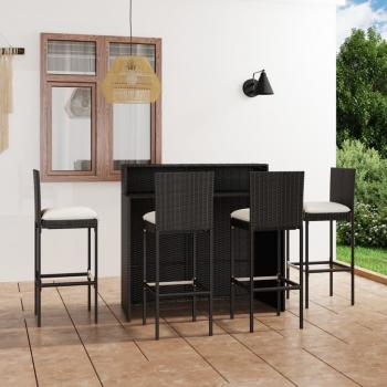 ARDEBO.de - 5-tlg. Gartenbar-Set mit Kissen Schwarz