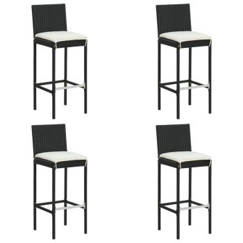 5-tlg. Gartenbar-Set mit Kissen Schwarz
