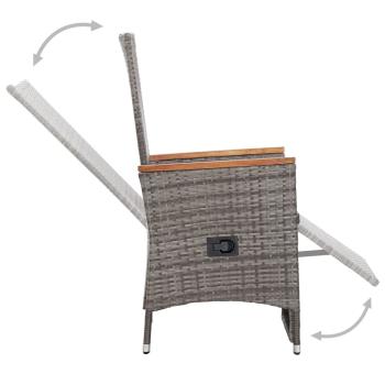 7-tlg. Garten-Essgruppe Poly Rattan Grau