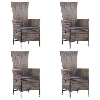 7-tlg. Garten-Essgruppe Poly Rattan Grau