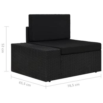 6-tlg. Garten-Lounge-Set mit Kissen Schwarz Poly Rattan