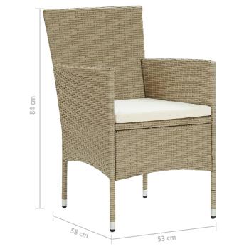 7-tlg. Garten-Essgruppe Poly Rattan Beige