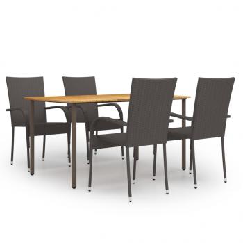 ARDEBO.de - 5-tlg. Garten-Essgruppe Poly Rattan Braun