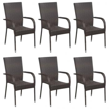 7-tlg. Garten-Essgruppe Poly Rattan Braun