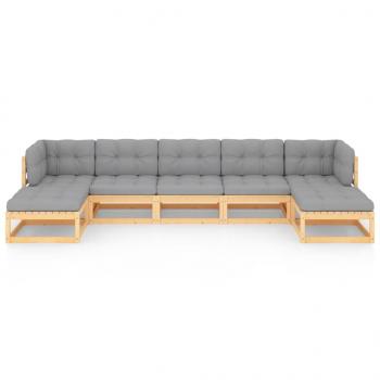 7-tlg. Garten-Lounge-Set mit Kissen Massivholz Kiefer