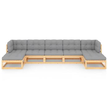 7-tlg. Garten-Lounge-Set mit Kissen Massivholz Kiefer