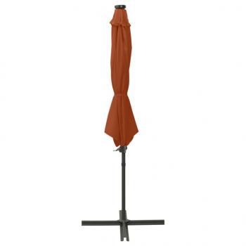 Ampelschirm mit Mast und LED Terracotta-Rot 300 cm