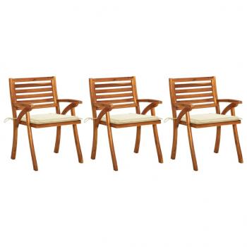 ARDEBO.de - Garten-Essstühle mit Kissen 3 Stk. Massivholz Akazie