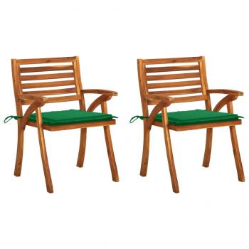 ARDEBO.de - Garten-Essstühle mit Kissen 2 Stk. Massivholz Akazie 