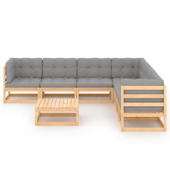 ARDEBO.de - 8-tlg. Garten-Lounge-Set mit Kissen Massivholz Kiefer