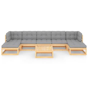 8-tlg. Garten-Lounge-Set mit Kissen Massivholz Kiefer