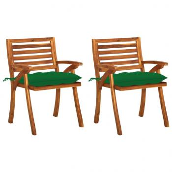 ARDEBO.de - Garten-Essstühle mit Kissen 2 Stk. Massivholz Akazie 