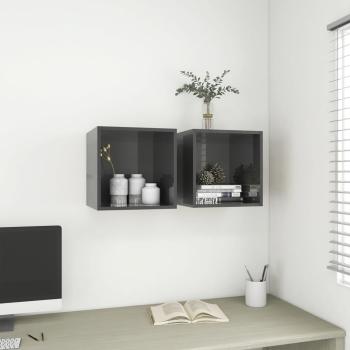 ARDEBO.de - Wandschrank Hochglanz-Grau 37x37x37 cm Holzwerkstoff