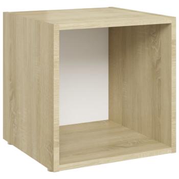 ARDEBO.de - TV-Schränke 2 Stk. Weiß Sonoma-Eiche 37x35x37 cm Holzwerkstoff