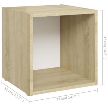 TV-Schränke 2 Stk. Weiß Sonoma-Eiche 37x35x37 cm Holzwerkstoff