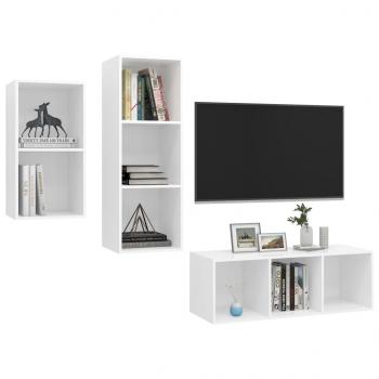 3-tlg. TV-Schrank-Set Weiß Holzwerkstoff