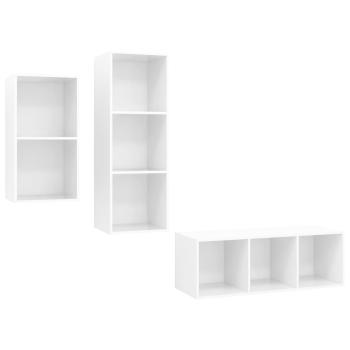 3-tlg. TV-Schrank-Set Hochglanz-Weiß Holzwerkstoff