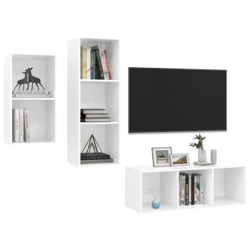 3-tlg. TV-Schrank-Set Hochglanz-Weiß Holzwerkstoff