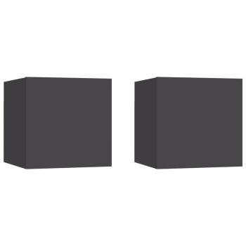 ARDEBO.de - Nachttische 2 Stk. Grau 30,5x30x30 cm Holzwerkstoff