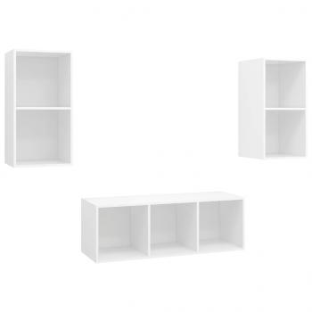 3-tlg. TV-Schrank-Set Weiß Holzwerkstoff