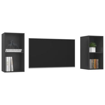 TV-Wandschränke 2 Stk. Grau Holzwerkstoff