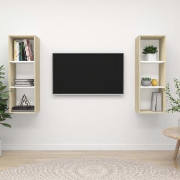 ARDEBO.de - TV-Wandschränke 2 Stk. Weiß Sonoma-Eiche Holzwerkstoff