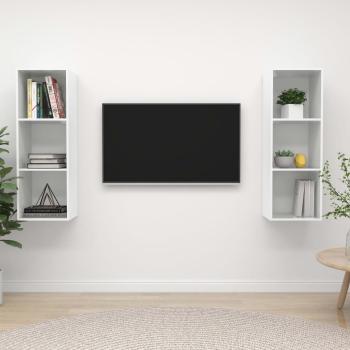 ARDEBO.de - TV-Wandschränke 2 Stk. Hochglanz-Weiß Holzwerkstoff