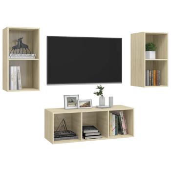3-tlg. TV-Schrank-Set Sonoma-Eiche Holzwerkstoff