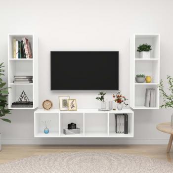 ARDEBO.de - 3-tlg. TV-Schrank-Set Weiß Holzwerkstoff