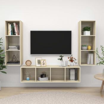 ARDEBO.de - 3-tlg. TV-Schrank-Set Sonoma-Eiche Holzwerkstoff