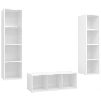 3-tlg. TV-Schrank-Set Weiß Holzwerkstoff