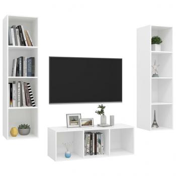3-tlg. TV-Schrank-Set Weiß Holzwerkstoff