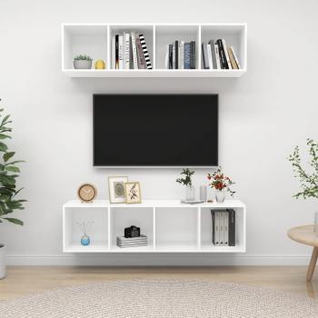 ARDEBO.de - TV-Wandschränke 2 Stk. Weiß Holzwerkstoff