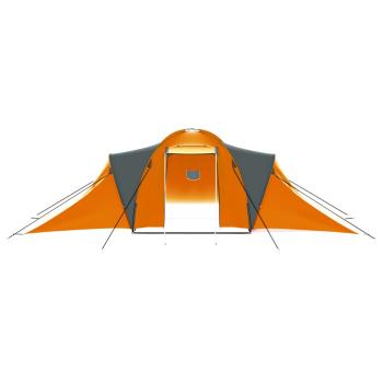 ARDEBO.de - Campingzelt 9 Personen Stoff Grau und Orange