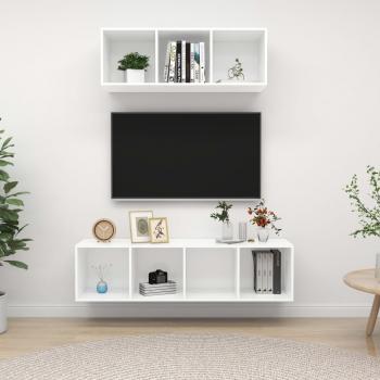 ARDEBO.de - 2-tlg. TV-Schrank-Set Weiß Holzwerkstoff