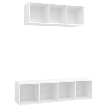 2-tlg. TV-Schrank-Set Weiß Holzwerkstoff