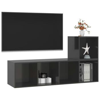 2-tlg. TV-Schrank-Set Hochglanz-Grau Holzwerkstoff