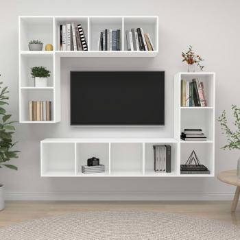 ARDEBO.de - 4-tlg. TV-Schrank-Set Weiß Holzwerkstoff