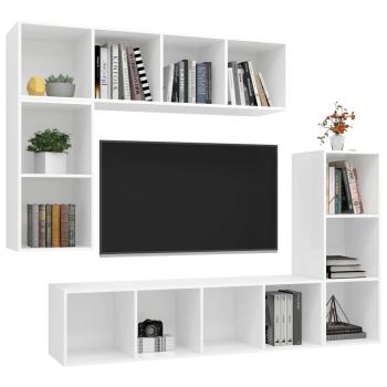 4-tlg. TV-Schrank-Set Weiß Holzwerkstoff