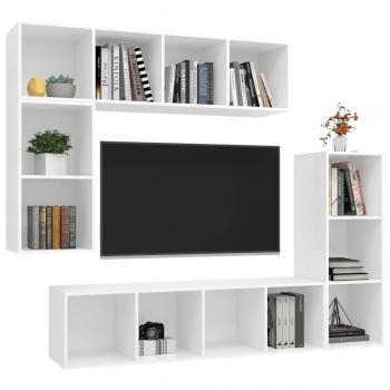 4-tlg. TV-Schrank-Set Weiß Holzwerkstoff
