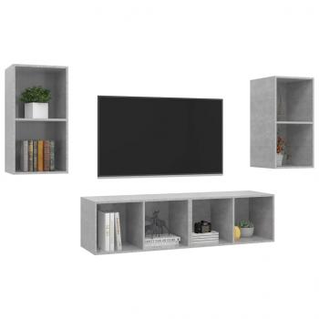 TV-Wandschränke 4 Stk. Betongrau Holzwerkstoff